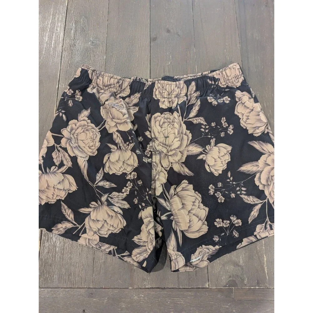 Osklen Mens Floral Black And Tan Floral Drawstring Swim Athleisure Shorts Sz L
